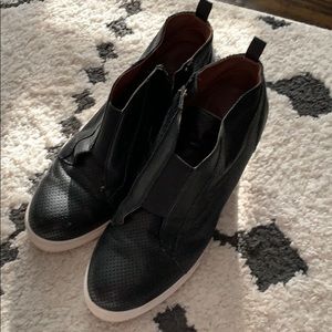 Felicia Linea Paolo Wedge bootie black shoes.